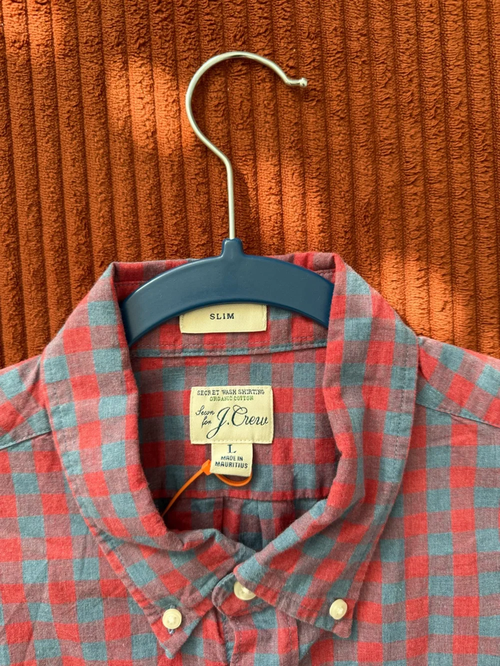 J. Crew Red and Teal Check Button-Down Shirt
